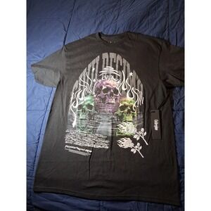Civil Regime Shirt Mens Large Black Skull Graphic Tee Streetwear Rose New Tag